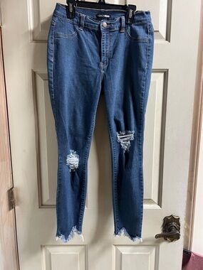 Fashion Nova Dark Blue Ripped Skinny Jeans